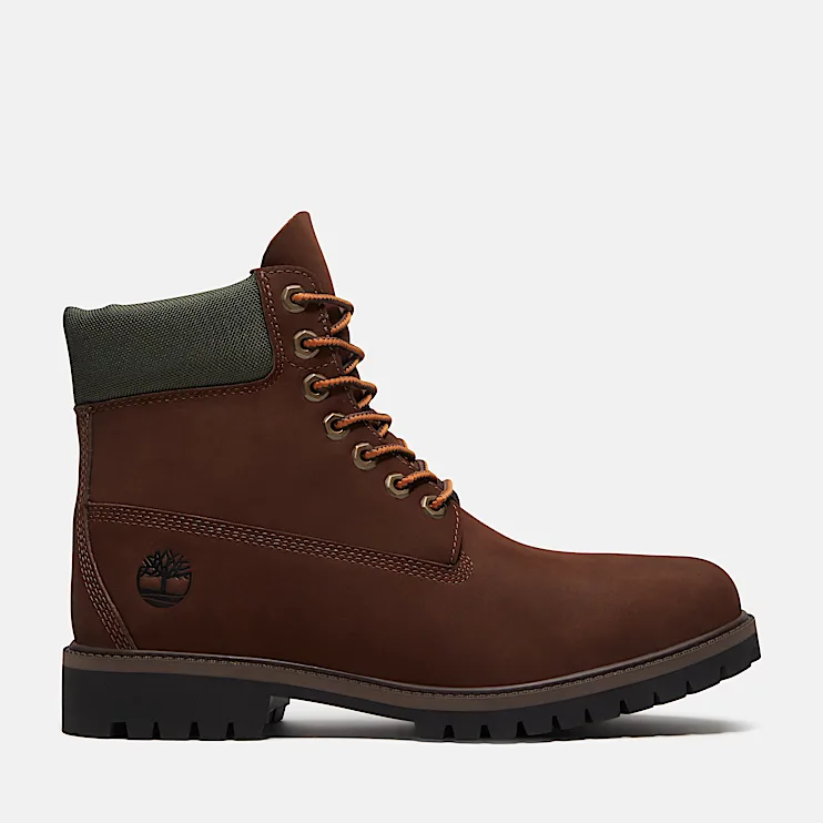 Mens Timberland Heritage 6Inch Waterproof Boot TBL Dark Brown Nubuck HERO